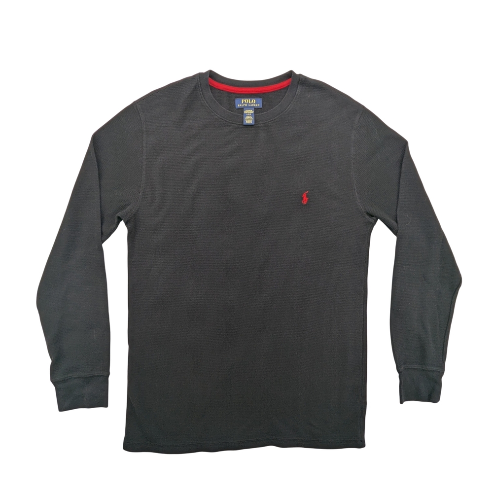 Polo Ralph Lauren Shirt Mens Large Sleepwear Long Sleeve Black Red Logo Crewneck